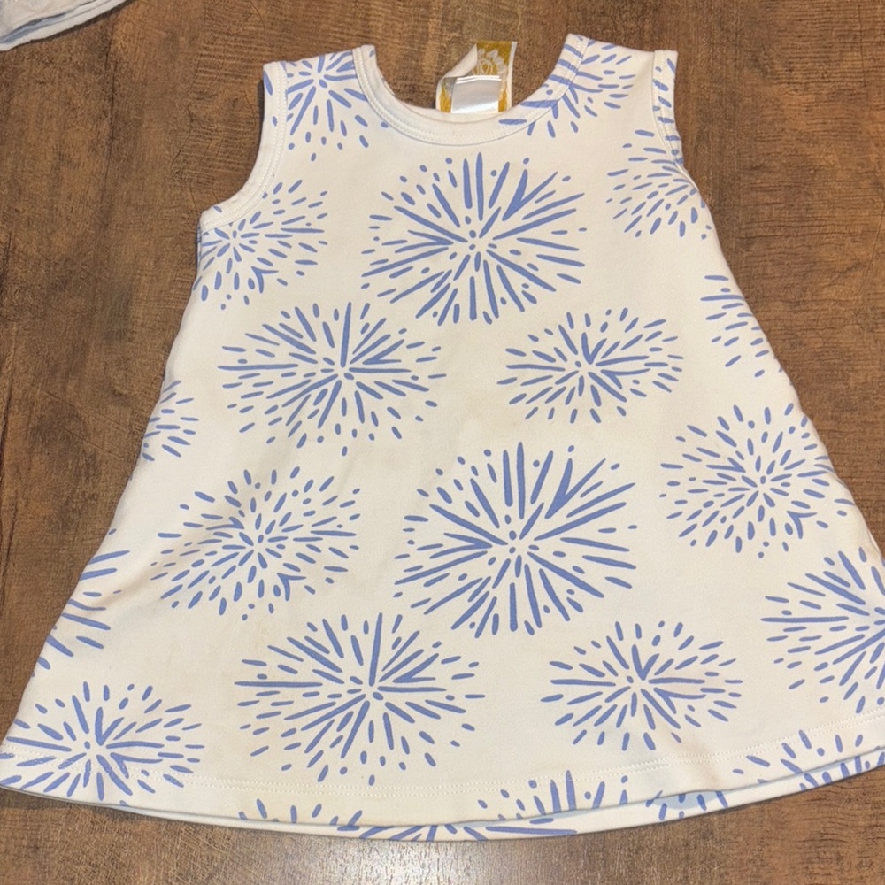 The Beaufort Bonnet Company White and Blue Sleeveless A-Line Dress
